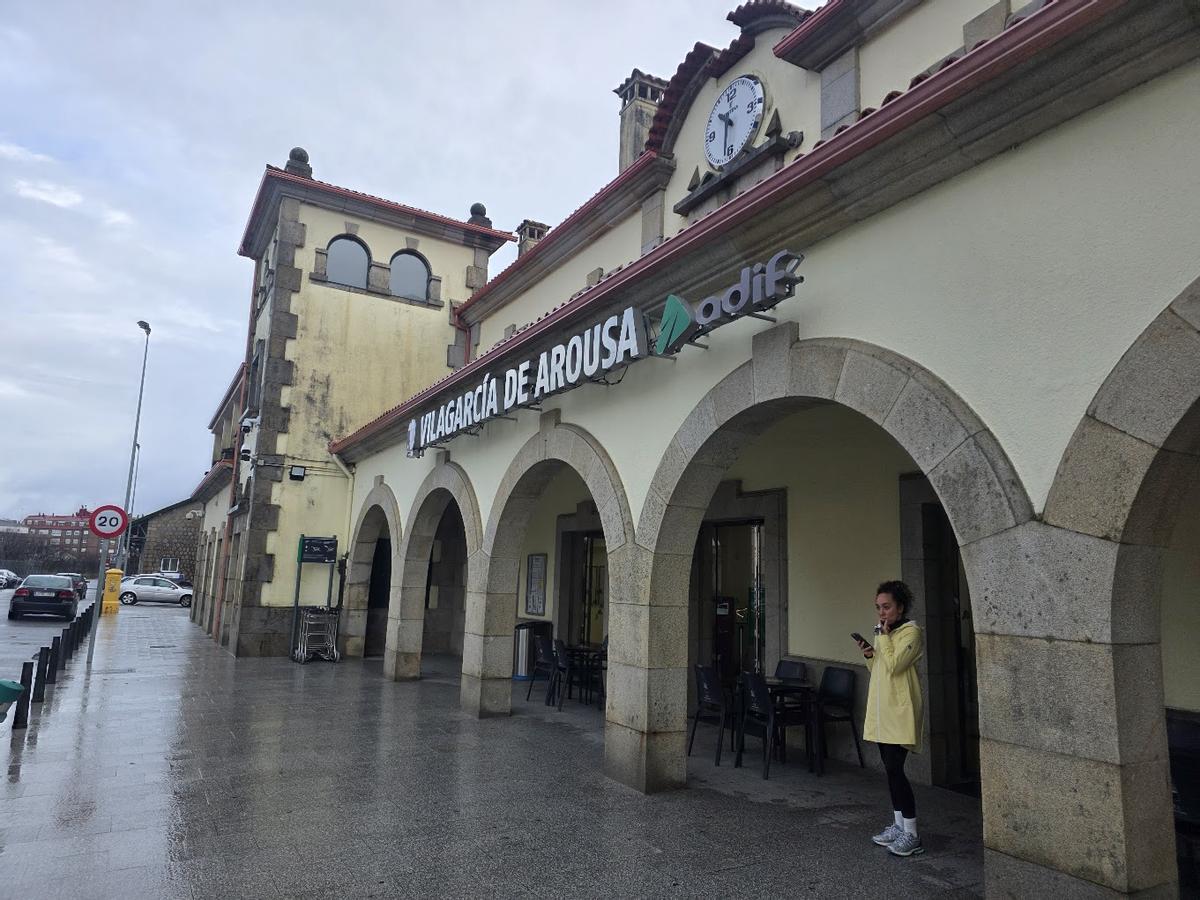 La estación de ferrocarril vilagarciana, ayer.