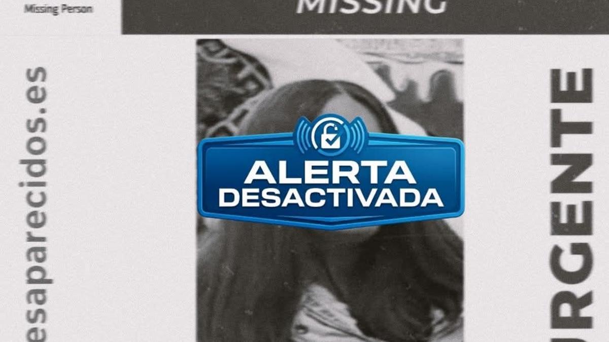 Alerta desactivada tras haber sido localizada la joven en buen estado.