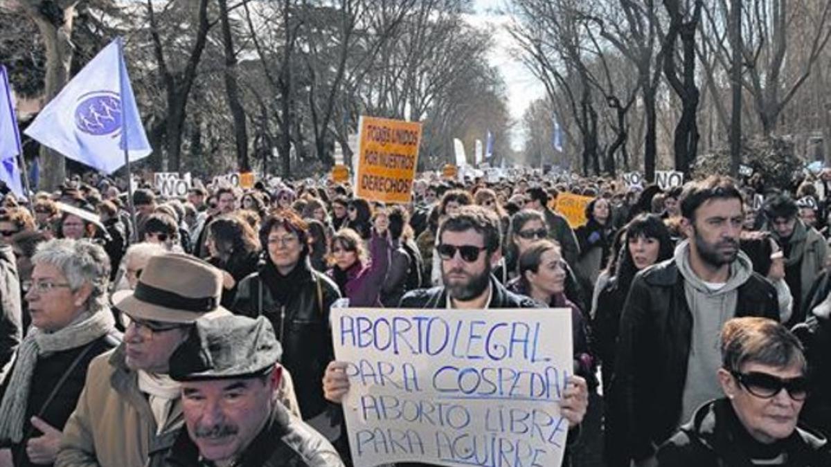 Manifestación contra la reforma de la ley del aborto impulsada por el Gobierno del PP, en Madrid.