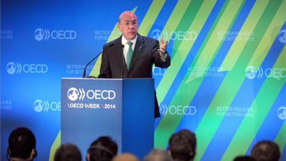 El secretario general de la OCDE, Ángel Gurría durante la presentación del informe.