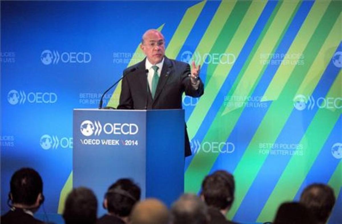 El secretari general de l’OCDE, Ángel Gurría, durant la presentació de l’informe.