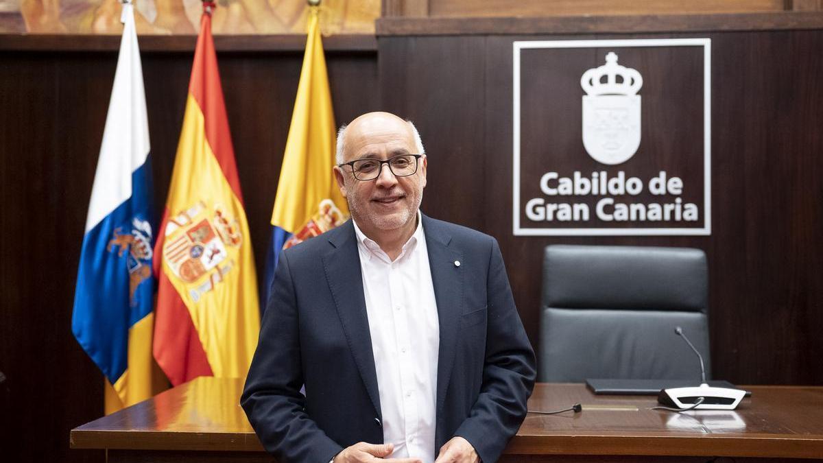 Antonio Morales, este lunes en el salón de Plenos del Cabildo de Gran Canaria.