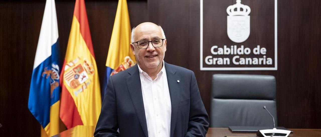 Antonio Morales, este lunes en el salón de Plenos del Cabildo de Gran Canaria.