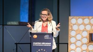 23/06/2026 La presidenta del BEI, Nadia Calviño, durante la jornada ‘El Grupo BEI en España: cuatro décadas de prosperidad compartida’, en el Círculo de Bellas Artes, a 23 de junio de 2026, en Madrid (España). Este encuentro de alto nivel celebra el impacto de la financiación europea en España y analiza los retos actuales del proyecto europeo. ECONOMIA Diego Radamés - Europa Press