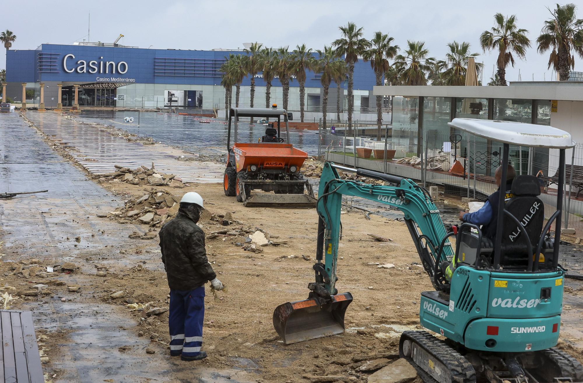 Obras en el paseo del puerto de Alicante