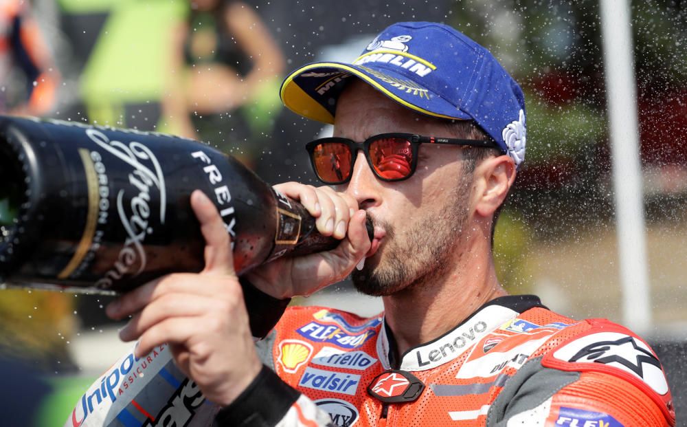 Dovizioso ganó en Moto, GP, el portugués Oliveira en Moto 2 y Din Gianniantonnio en Moto 3.