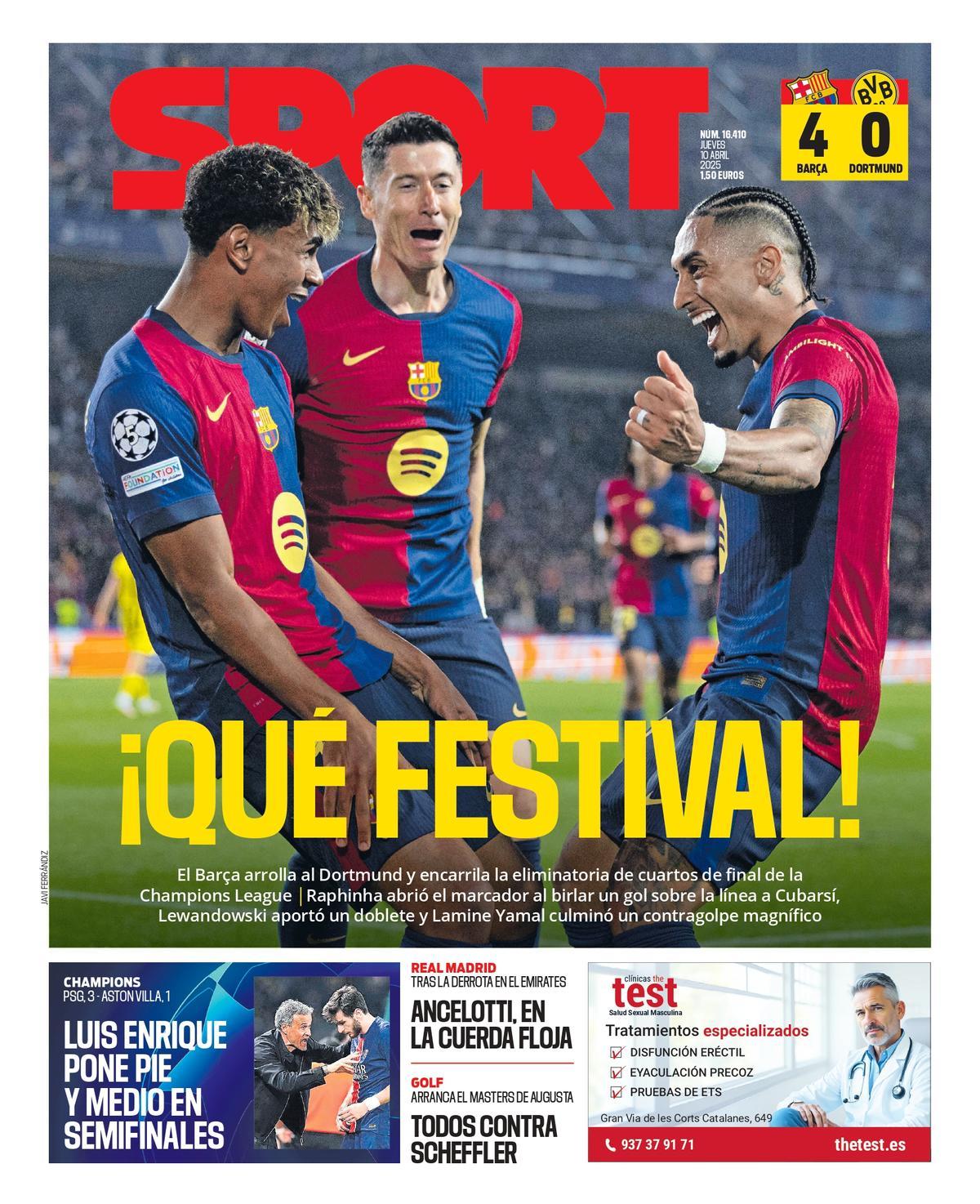 Esta es la portada SPORT de hoy, jueves 10 de abril de 2025