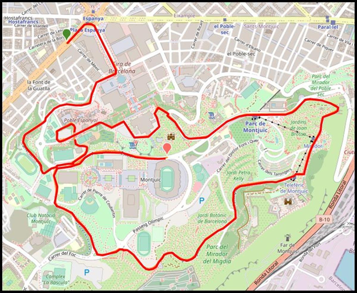 El circuito que será el escenario del final de la segunda etapa en Montjuïc.