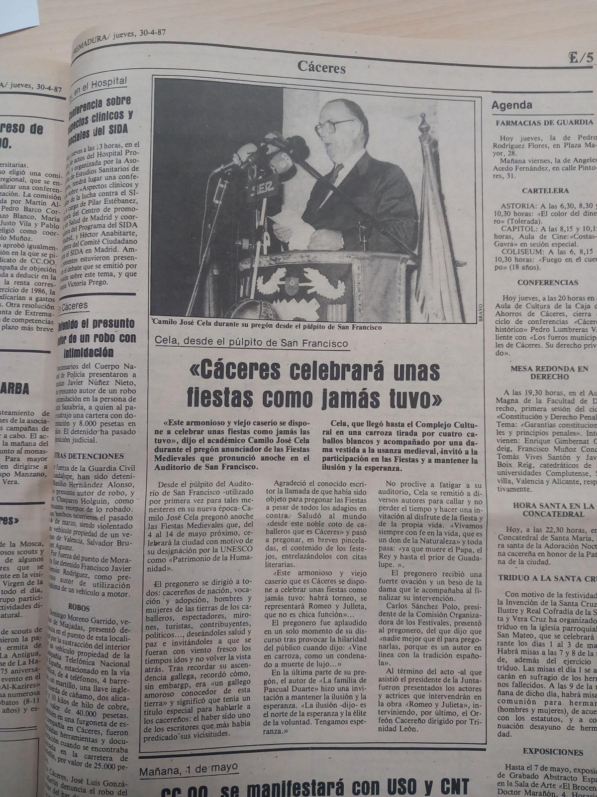 Cela, en el periódico.