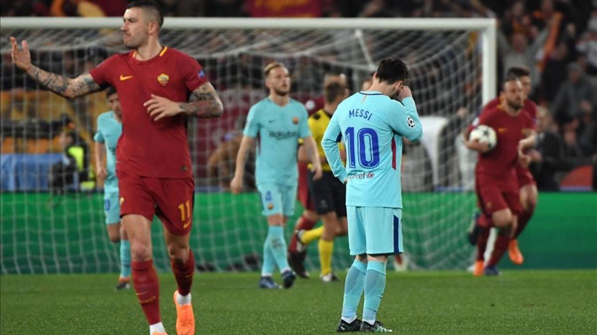 Messi, desolado ante Dzeko