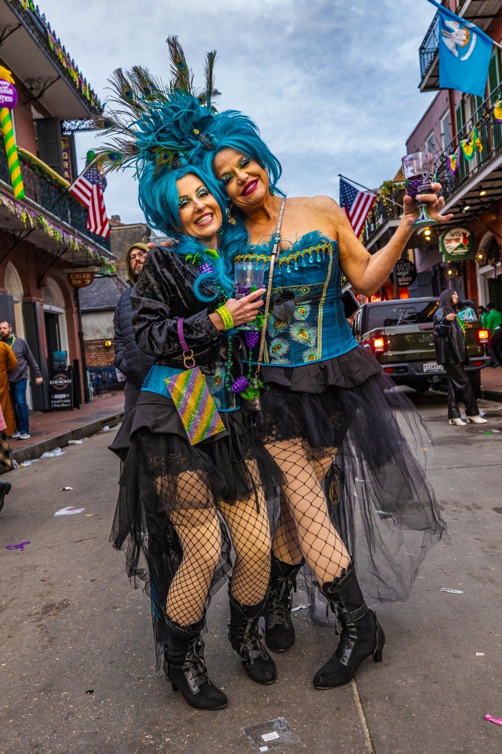 Celebrando el Mardi Grass en el Barrio Francés.