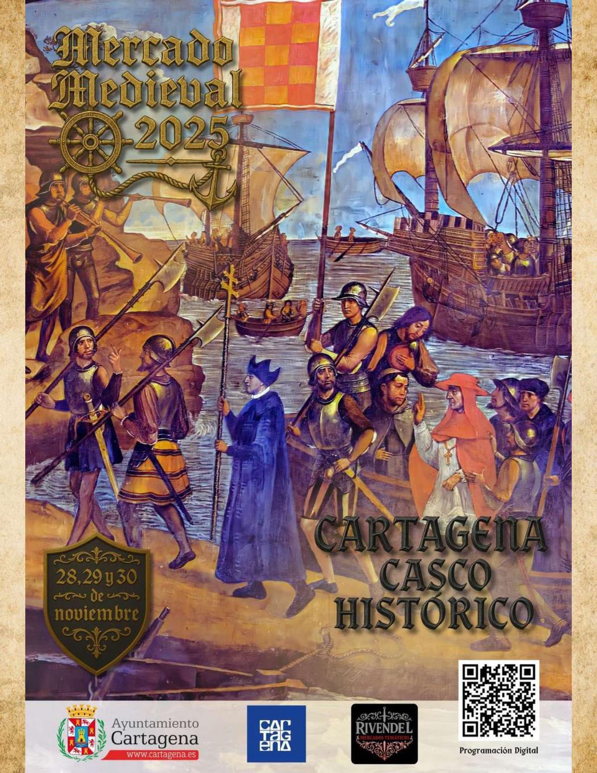 Cartel del mercado medieval de Cartagena.