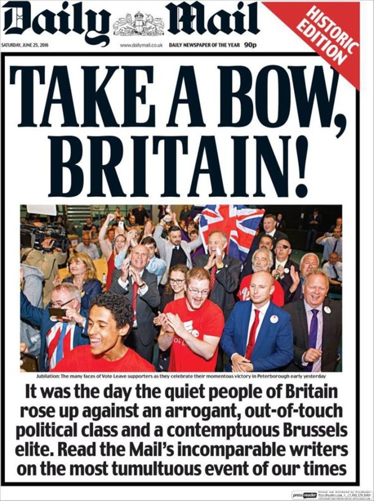 La portada del ’Daily Mail’.