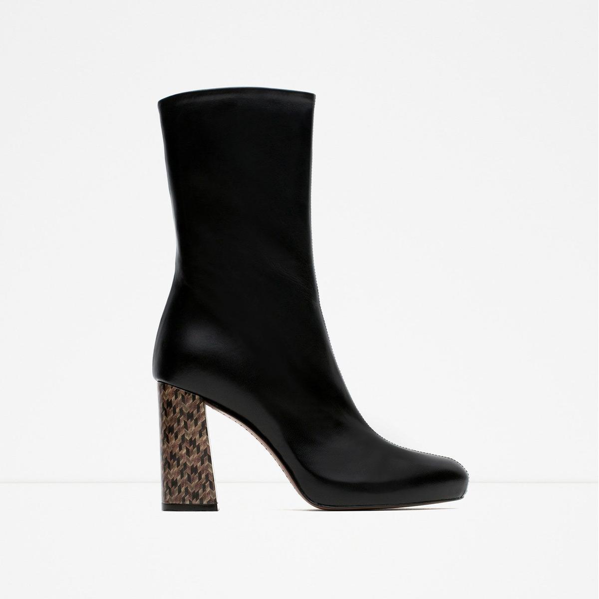 Bota piel detalle tacón, Zara