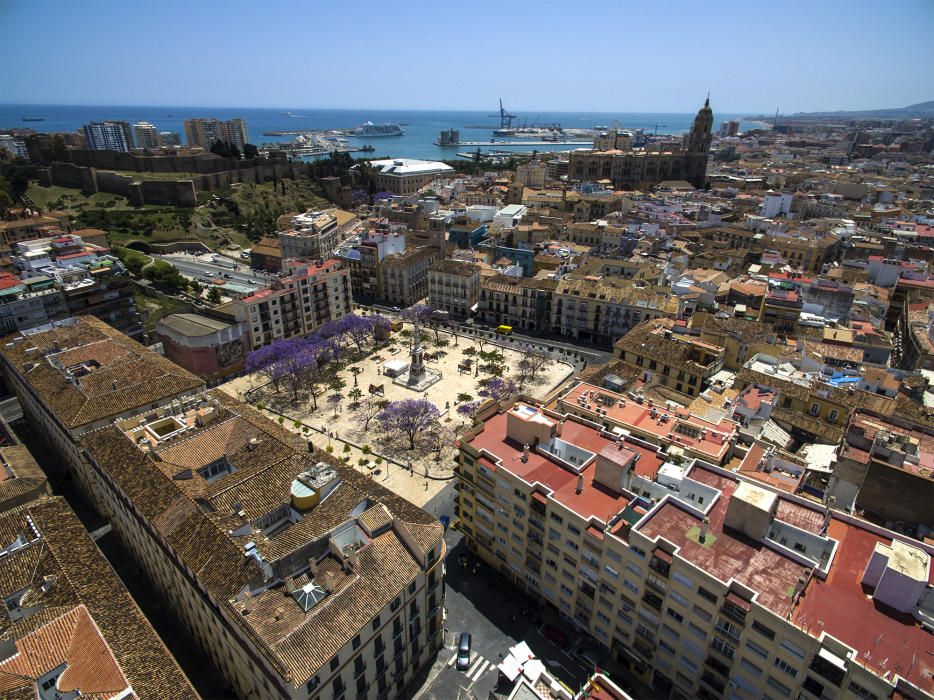 El centro de Málaga a vista de dron