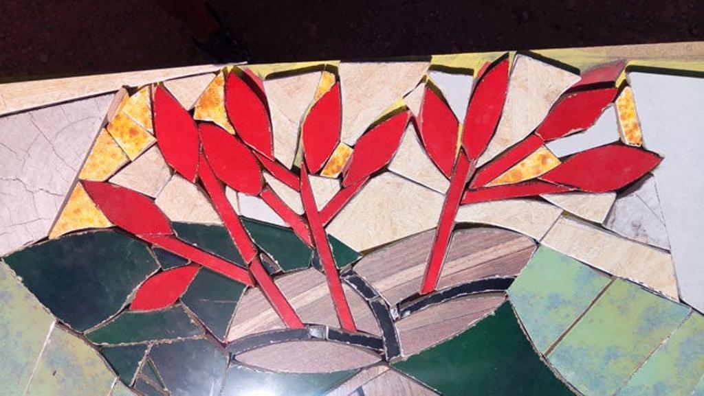 La rosa del Sur de Nambia simboliza el encuentro del desierto con el mar. Una de los elementos simbólicos que Correa Corredoira usó fue la planta welwitschia mirabilis, una planta que coloniza las zonas áridas y desérticas y que absorbe las gotas de las brumas que se forma en el mar cercano. Son uno los símbolos nacionales de Namibia.