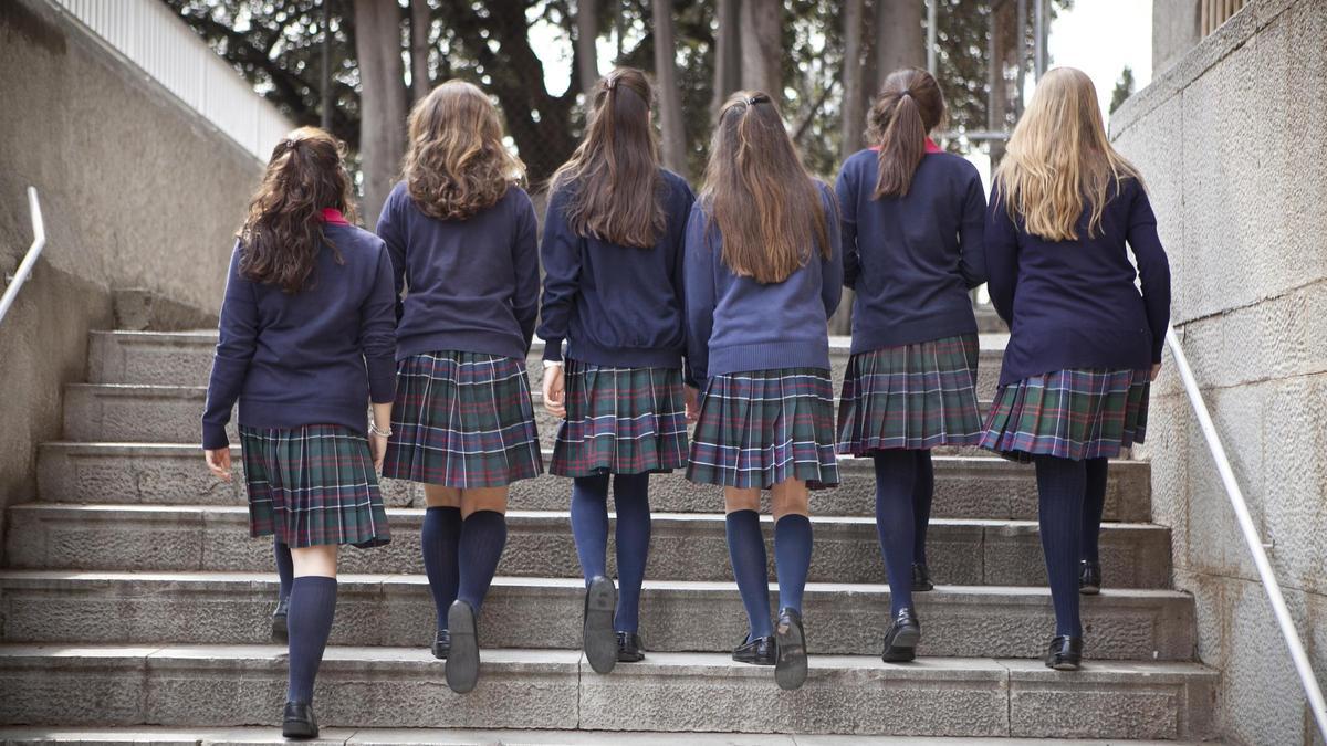 Varias alumnas de un colegio de Barcelona.