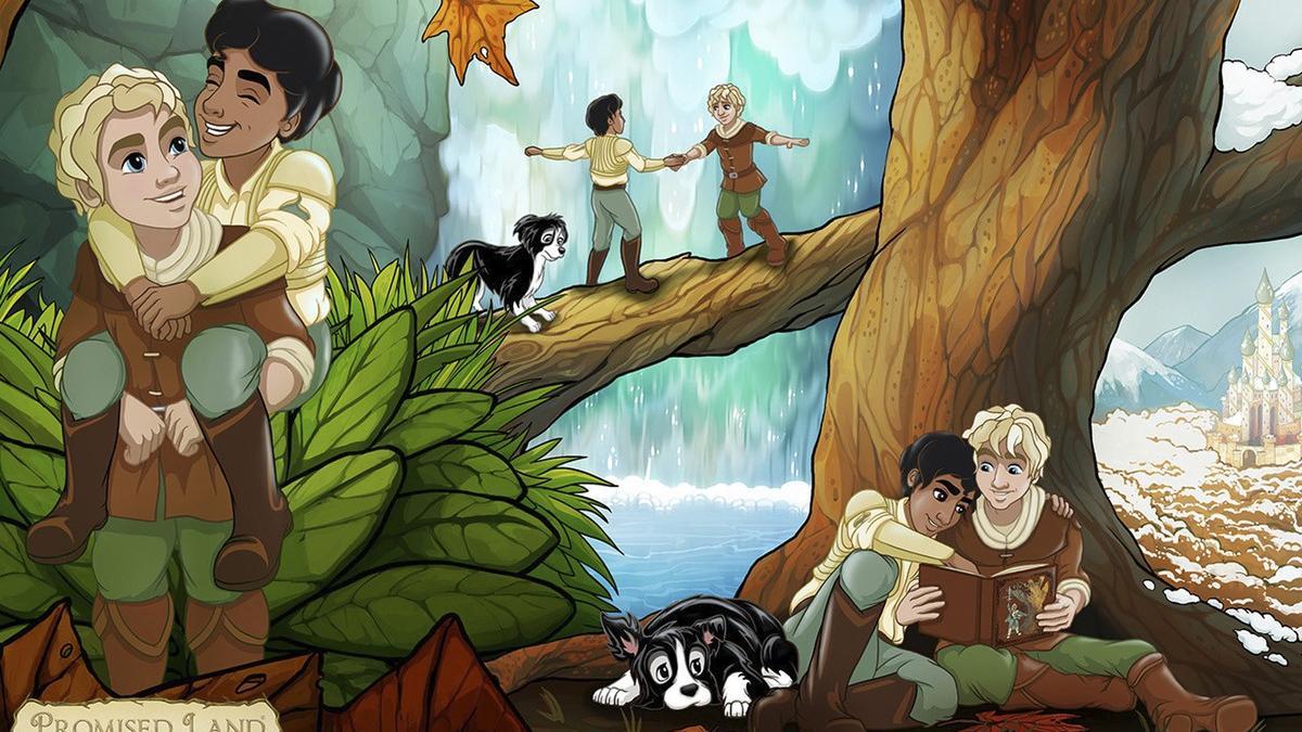 'Promise Land' tiene todos los elementos de un cuento: aventura, héroes, villanos e incluso una simpática mascota. Además, los protagonistas son dos chicos que se enamoran.