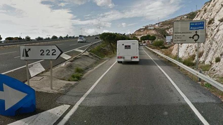 Imagen de la salida 222 de la autovía A-7 para entrar en Arroyo de la Miel.