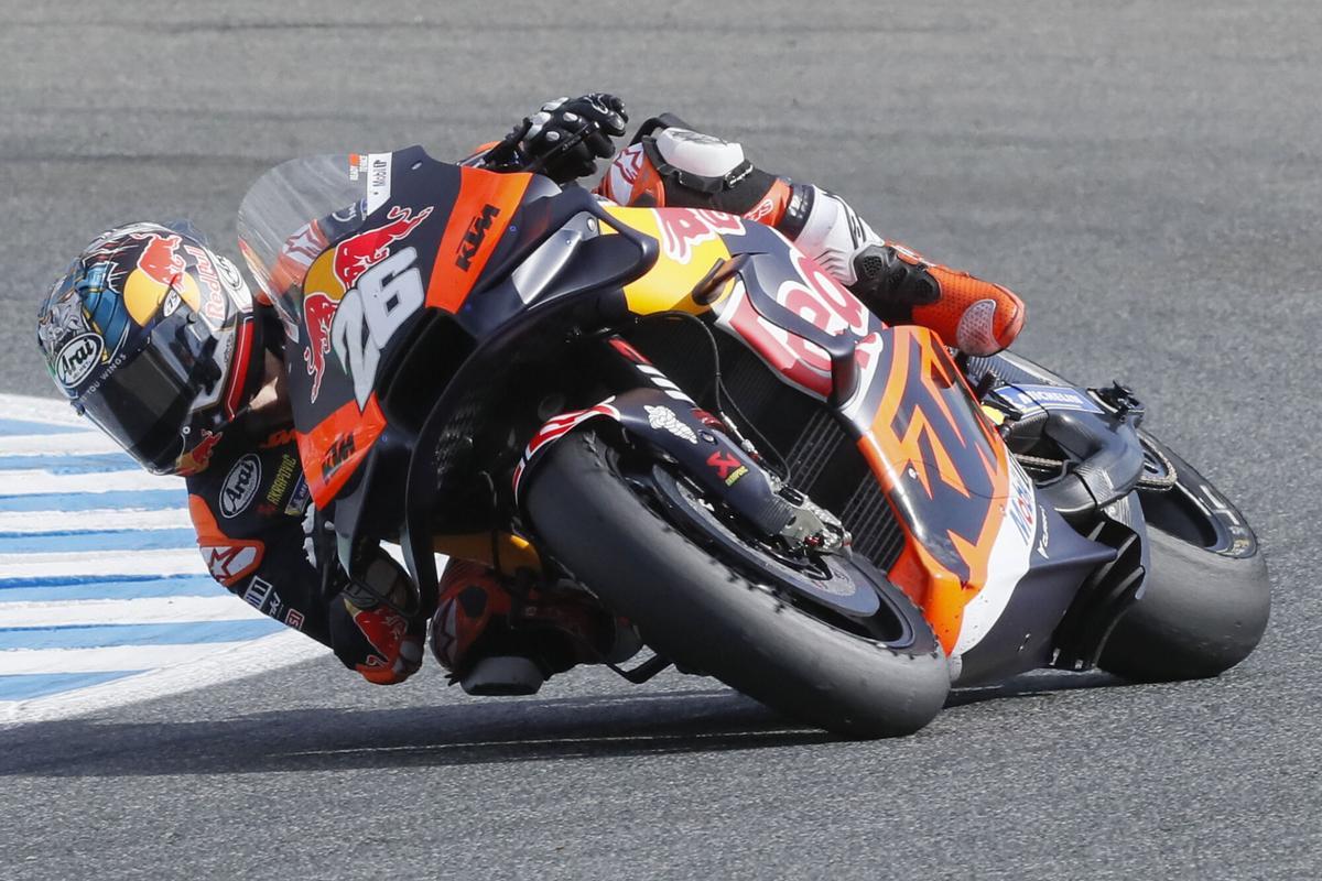 Dani Pedrosa, piloto de pruebas de KTM, rodando en Jerez