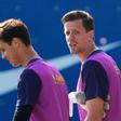Szczesny y Kochen, en un entrenamiento reciente con el Barça