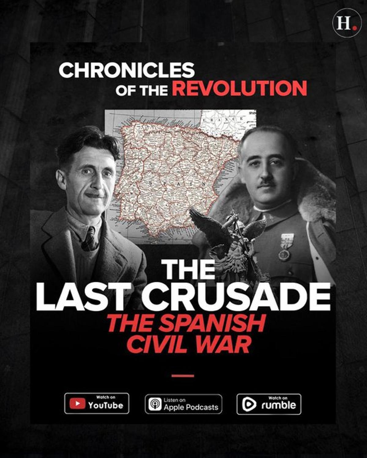 Portada de un capítulo dedicado a la guerra civil española en 'Crónicas de la Revolución', un podcast famoso en el mundo trumpista de Estados Unidos.