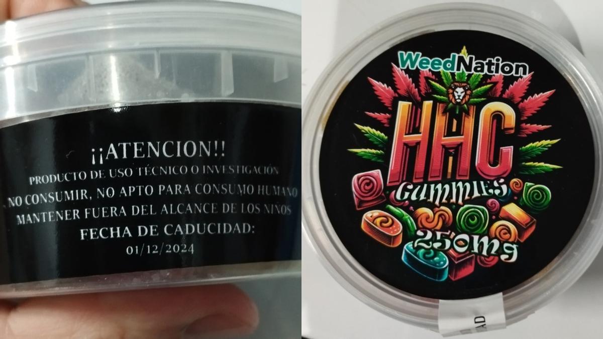 Envase de 'Gummies HHC 250 mg' de la marca Weed Nation incluidas en la alerta alimentaria de la Agencia Española de Seguridad Alimentaria y Nutrición