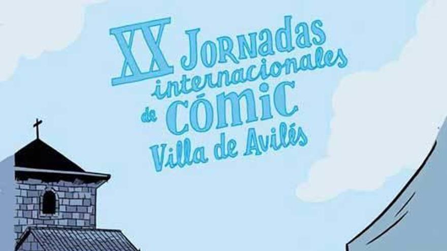 Reproducción del cartel de las XX Jornadas del Cómic &quot;Villa de Avilés&quot;.