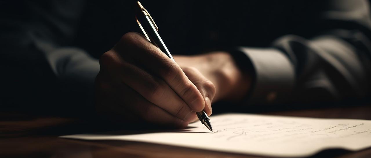 Imagen de una mano escribiendo un texto manuscrito