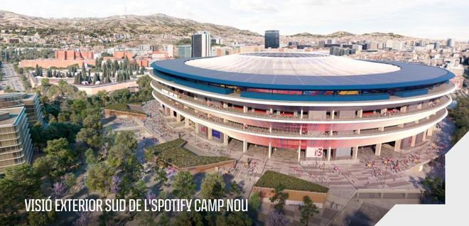 Visión exterior sud del nuevo Camp Nou