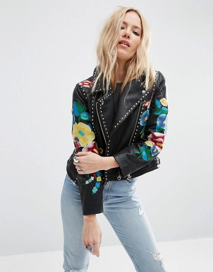 Tendencia bordados: chaqueta de cuero