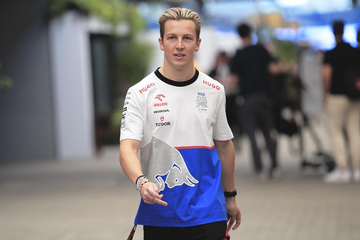 RB driver Liam Lawson, of New Zealand, arrives for the first free practice ahead of the Brazilian Formula One Grand Prix at the Interlagos race track in Sao Paulo, Brazil, Friday, Nov. 1, 2024. (AP Photo/Ettore Chiereguini)