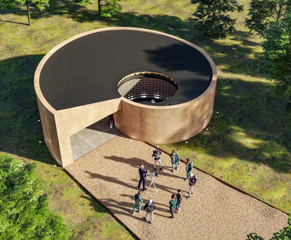 1.-Piscina de Folgueiróu, en Illano. 2.-Edificio del tanatorio De la Uz, en Tineo. 3.-Vista general del mirador de La Farrapona. 4.-Geles Sánchez y José Ramón Puerto, con la maqueta del premiado mirador somedano. |  J. R. Puerto |  J. R. PUERTO