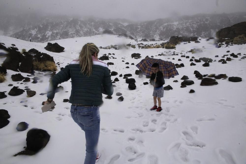 Miles de personas disfrutaron e inmortalizaron la nevada en el Teide