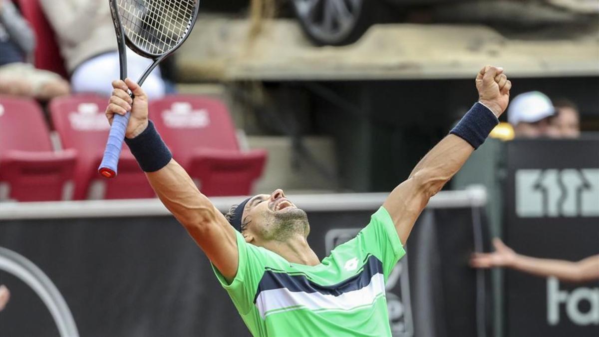 David Ferrer, celebrando la victoria en Bastad