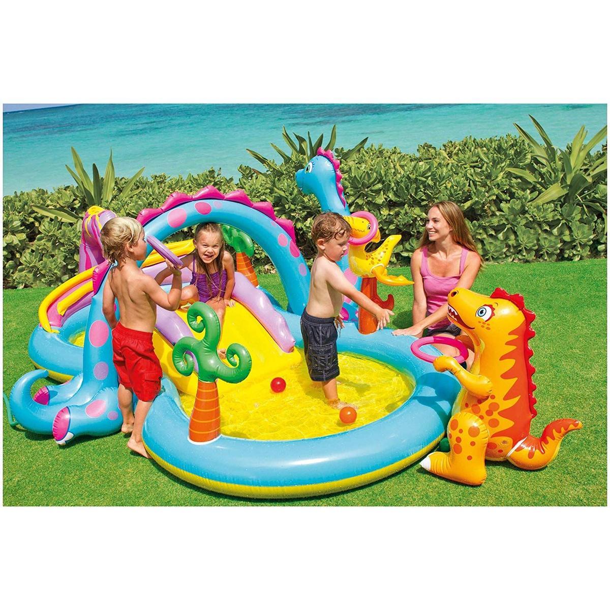 Intex 57135NP - Centro juegos hinchable dinos 333 x 229 x 112 cm, 280 litros