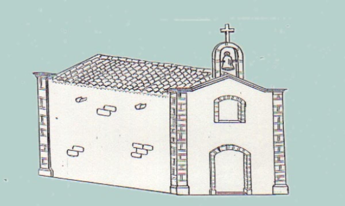 Reconstrucción aproximada de la primitiva ermita. Año 1645