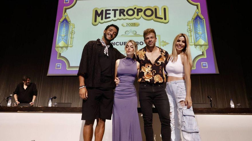 Por la izquierda, Omar Samba, Nerea, Ricky Merino y Natalia Rodríguez, ayer, en el «Encuentro OT». | MARCOS LEÓN