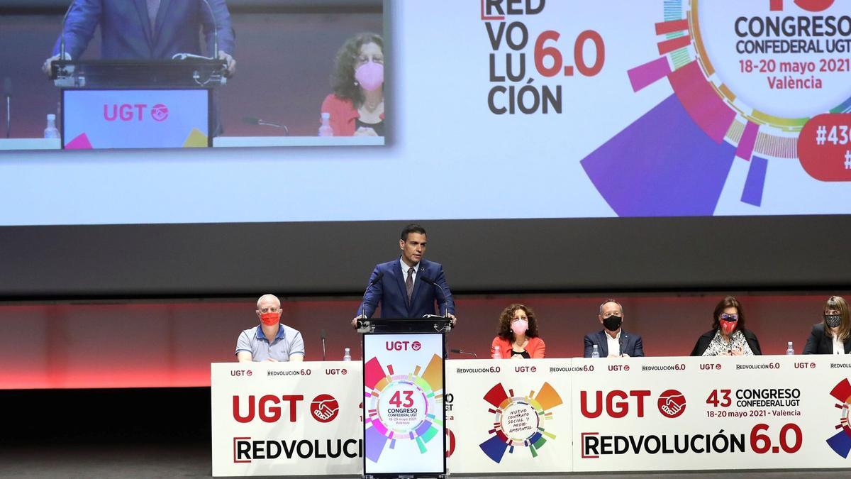 Pedro Sánchez, en el Congreso de UGT