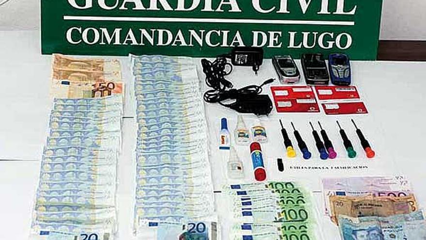 Dinero incautado por la Guardia Civil en Lugo en la operación contra la mafia calabresa