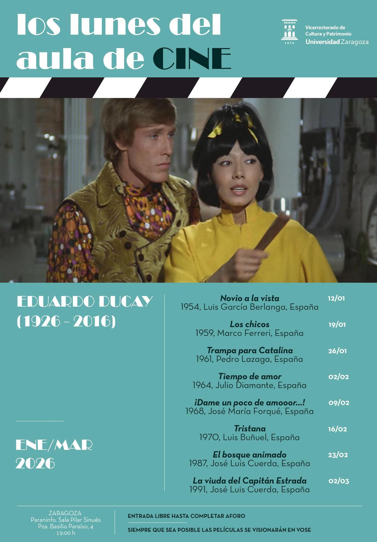 El ciclo Los lunes del aula de cine estará dedicado este año a Eduardo Ducay