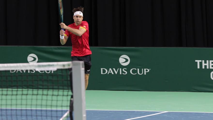 Entrenamiento del equipo español para la copa Davis