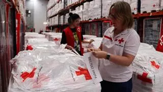Creu Roja envia 11,4 tones d'ajut humanitari a Gaza des del centre logístic de Sant Martí de Tous, a l'Anoia