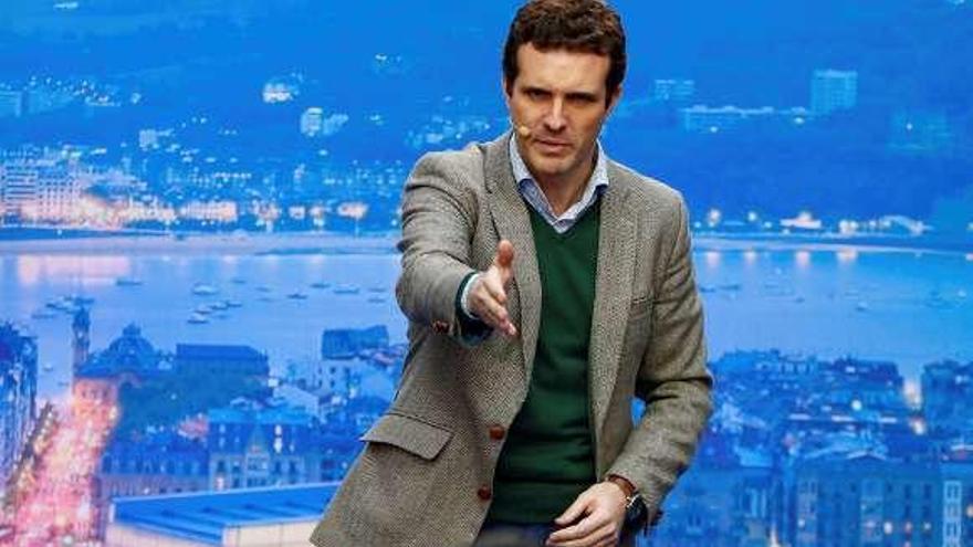 Casado, ayer, en Vitoria, en un acto del PP. // Efe