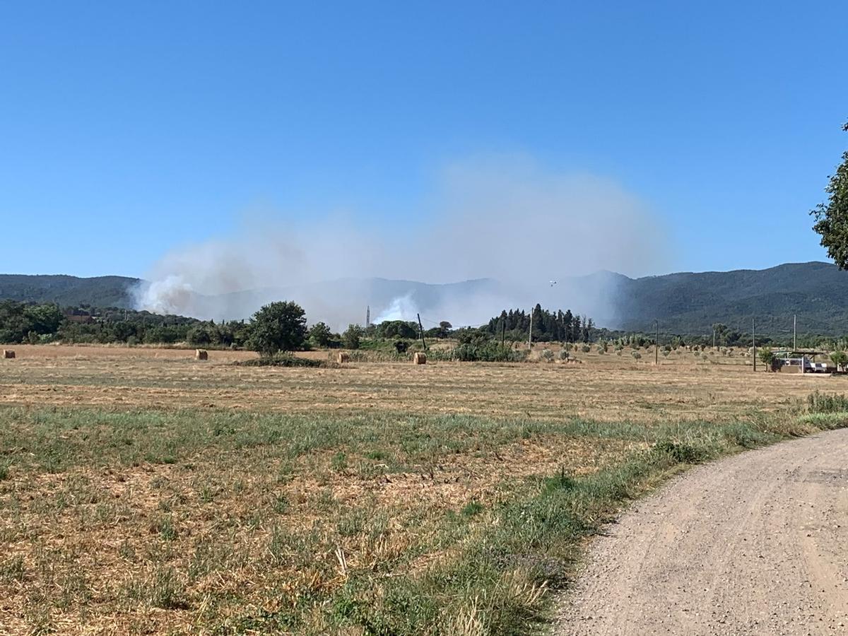 Un incendi de vegetació talla la GI-660 a la Bisbal d’Empordà Un incendi de vegetació talla la GI-660 a la Bisbal d’Empordà