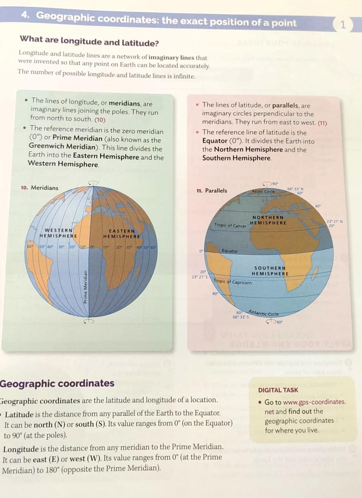 Contenido de un libro de Geografía e Historia bilingüe de 1º ESO