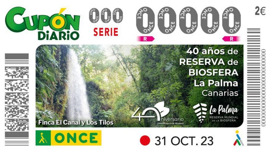 El cupón de la ONCE celebra los 40 años de Reserva de la Biosfera en La Palma