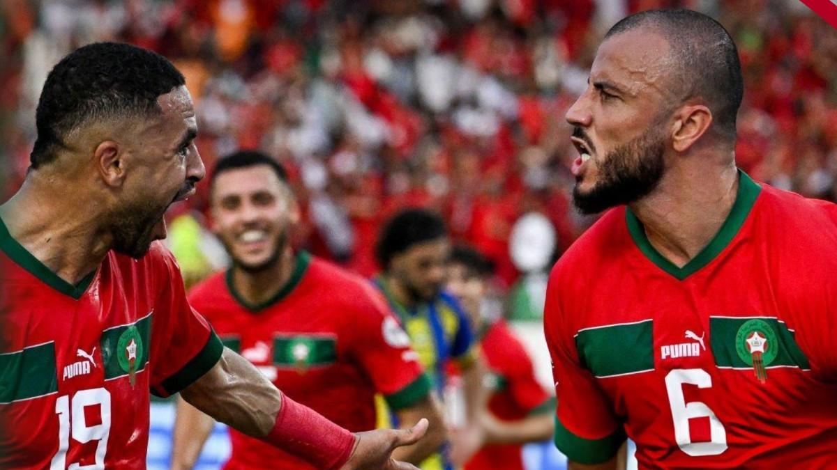 Los jugadores de Marruecos celebrando ante Tanzania