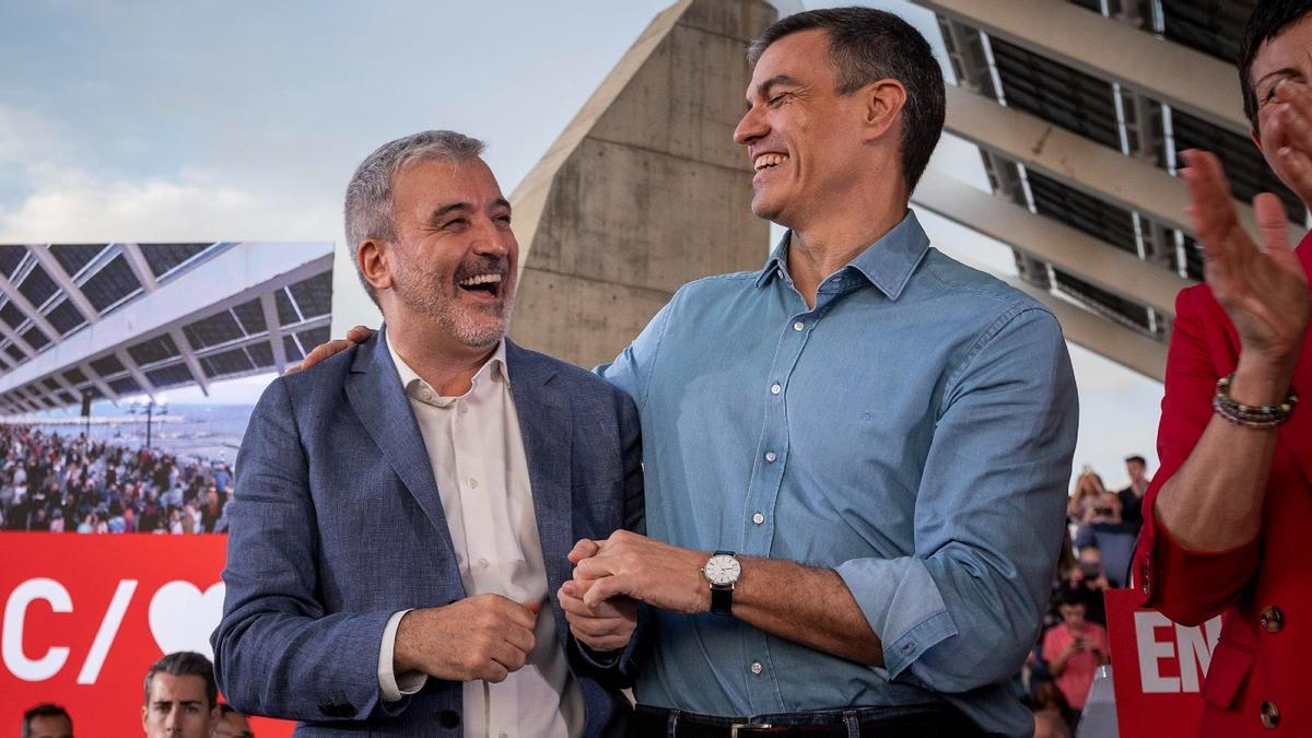 Pedro Sánchez y Jaume Collboni durante un acto político