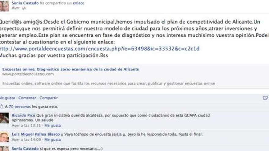 Captura de la página de Facebook de la alcaldesa en la que se pide la colaboración ciudadana.